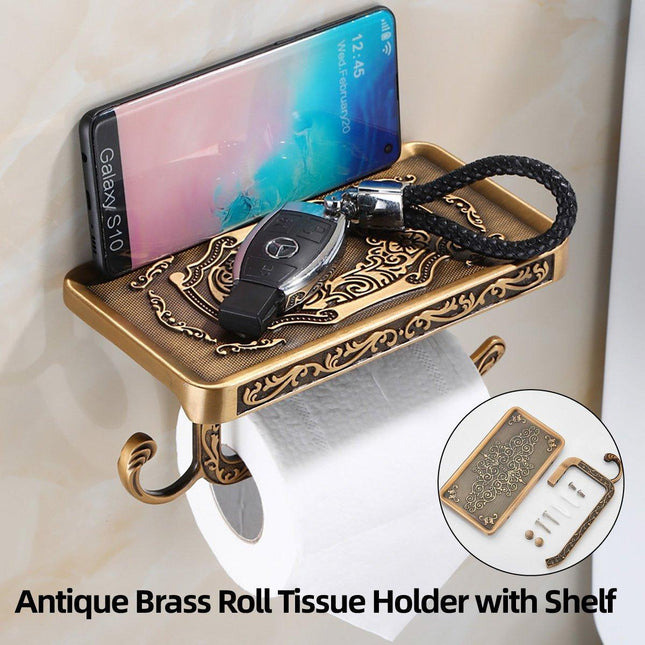 Aluminum Wall Mounted Bathroom Toilet Paper Holder Rack Phone Towel Tissue Roll
