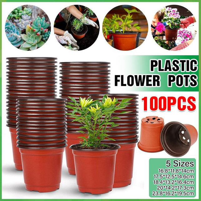 100PCS Plastic Plant Flower Garden Pots Nursery Seedlings Pot Growing Container - Aimall