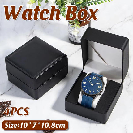 4pcs Flip Watch Boxes Elegant Watch Organiser Storage Case Gift Packaging Box