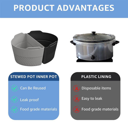 2PCS Reusable Food Grade Slow Cooker Liner Divider Non Stick Easy Clean Pan