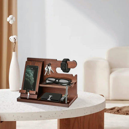 Wooden Mobile Phone Holder Desk Organizer Multifunctional Storage Shelf Stand