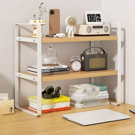 Adjustable Height Multi-Layer Desktop Bookshelf Home Office Floor Organizer Rack