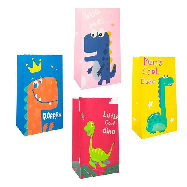 100PCS Kraft Paper Party Bag Seal Birthday Favor Kids Dinosaur Candy paper bag Aimall