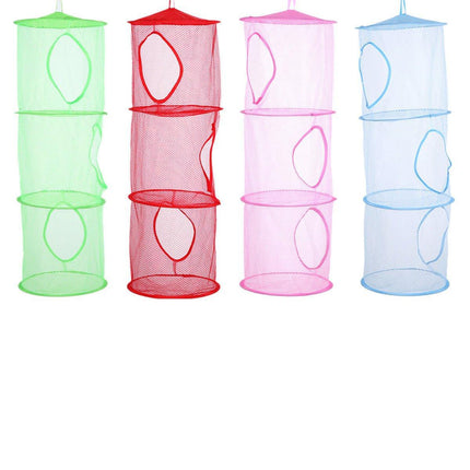 Foldable Clothes Drying Basket Three-layer Hanging Storage Breathable Organizer
