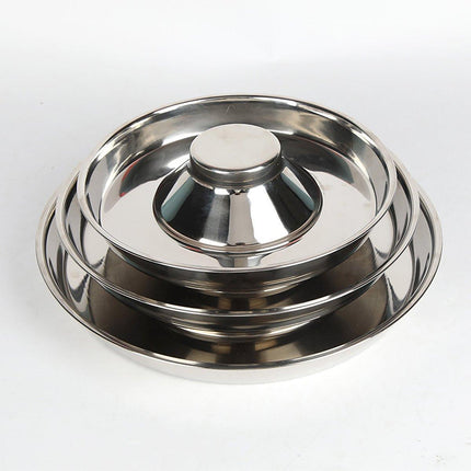 2pcs Stainless Steel Dog Cat Slow Feeder Pet Food Bowl Non-Slip Stop Eating Dish