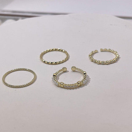4pcs Simple Design Sense Rings Elegant and Modern Jewelry Set for Advanced Style