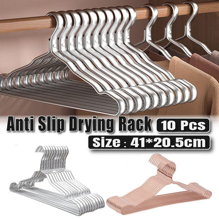 10PCS Metal Clothing Hangers Anti-slip Aluminium Alloy Drying Rack Coat Hanger