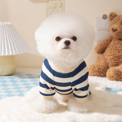 Cute Bear Striped Dog Home Clothes Cat Pet Outfit Cozy Animal Pajamas for Pets