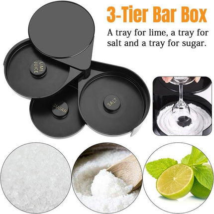 Triple Plastic Salt and Sugar Rim Container for Cocktail Juice Flavoring Dipping