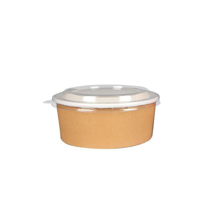 Take-Away Kraft Paper Salad Bowl Food Grade Takeout Tableware Food Bowl With Lid - Aimall