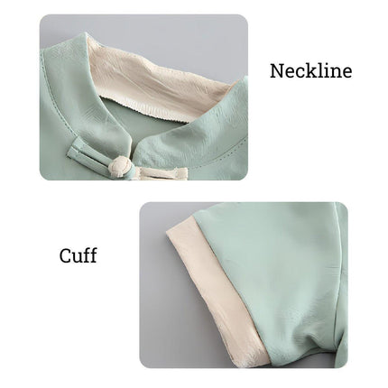Boys Short Sleeve Suit Chinese Style Hanfu Cotton Linen Thin Two-Piece Set