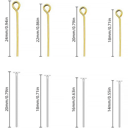 2400PCS Gold-Plated Silver-Plated Jewelry Making T-Pin Nine-Pin Set Accessories