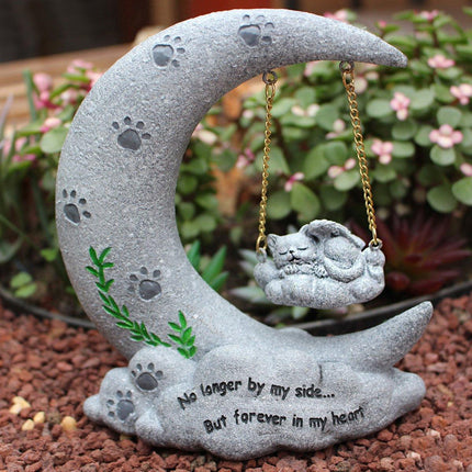 Moon Resin Pet Memorial Tombstone Ornament Garden Decoration for Lost Pets