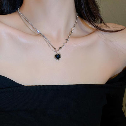 Fashion Creative Steel Heart Pendant Necklace Clavicle Chain Women Jewelry Gift - Aimall