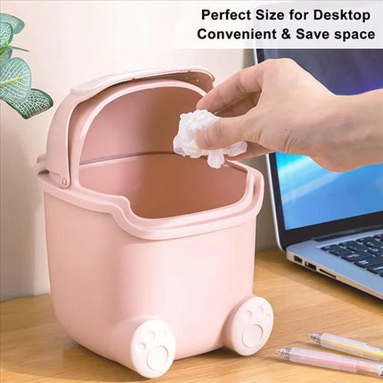 Mini Monster Trash Can Desktop Flip Top Garbage Bin Small Plastic Waste Basket