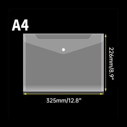 12pcs A4 Plastic File Bag Translucent Document Storage Pouch with Button Closure