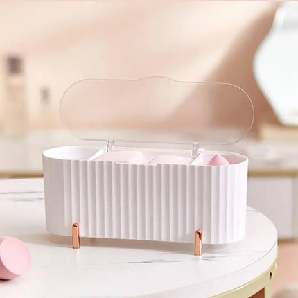 Dustproof Desktop Cosmetic Organizer with Lid Makeup Storage Box for Home Office
