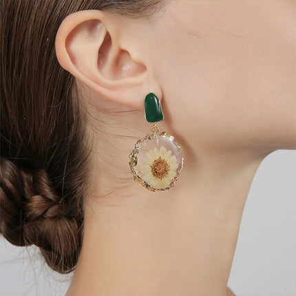 Elegant Handmade Earring Real Dried Flowers High-Grade Fashion Jewelry