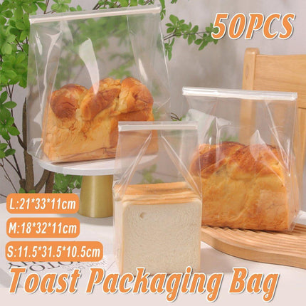 50pcs Resealable Clear Bread Toast Bags Food Storage Airtight Packaging