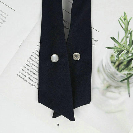 Small Women Criss-Cross Bow Tie School Girl Uniform Solid Adjustable Pre Tied Necktie - Aimall