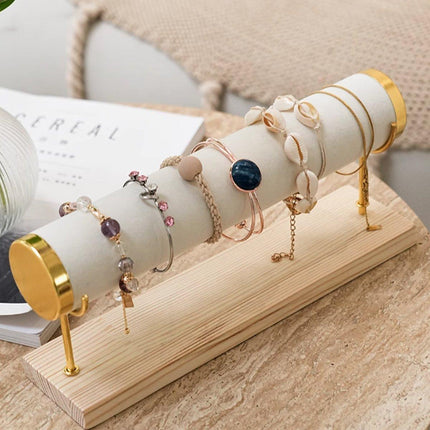 Wooden Bracelet Display Stand Single Tier Watch Bangle Holder Organizer Jewelry