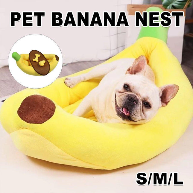 Cute Banana Shape Pet Bed Winter Warm Dog Cat Kennel Cozy Pet Cartoon Bed Mat