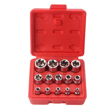14x E Torx Socket Set Female Start Bit External Hex Torque E4-E24