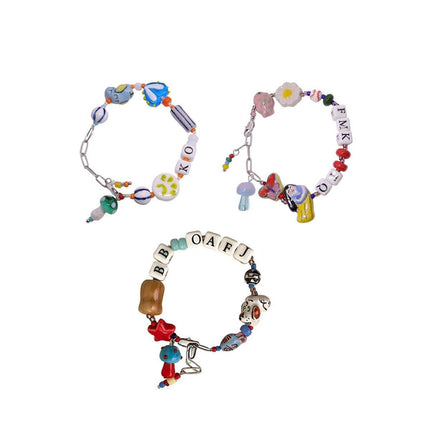 Colourful Ceramic Beaded Alphabet Bracelet Fun Cute Girly Multicolor Fashion