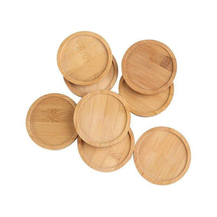 4x Round Bamboo Wooden Coaster Tea Coffee Drink Holders Pallet Beverage Mat Pad - Aimall