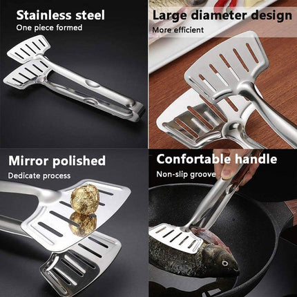 3pcs Stainless Steel Food Tongs Multifunctional Kitchen Cooking Serving Clips
