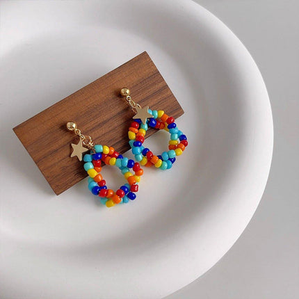 Chinese Style Colourful Beaded Earrings Fashion Accessories for Women Girls