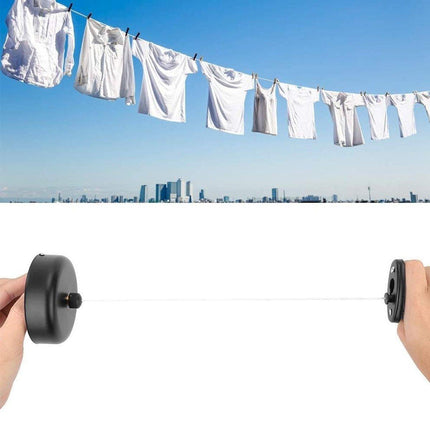 Black Round Wall Mounted Retractable Clothesline for Bathroom Balcony Hotel Use