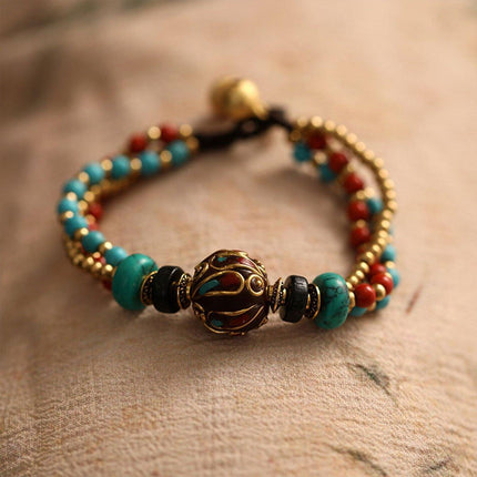 Ethnic Style Handmade Bracelet Color Stone Sky Bead Fashion Round Bead Bracelet