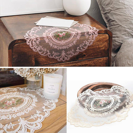 4 Pack Retro Lace Oval Placemats 31x42cm French Crochet Doilies 4 Colors Set