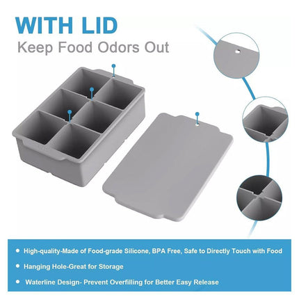 Large Silicone Ice Cube Mold Food Grade Whiskey Ice Block Tray Homemade Ice Cube