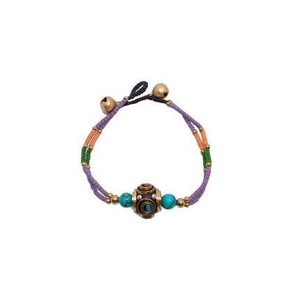 Ethnic Style Handmade Bracelet Color Stone Sky Bead Fashion Round Bead Bracelet