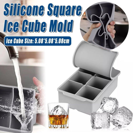 Large Silicone Ice Cube Mold Food Grade Whiskey Ice Block Tray Homemade Ice Cube