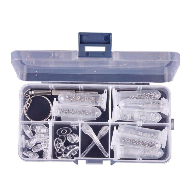 Eyeglasses Repair Kit Box Screws Silicone Nose Pads Bracket Glasses Accessories