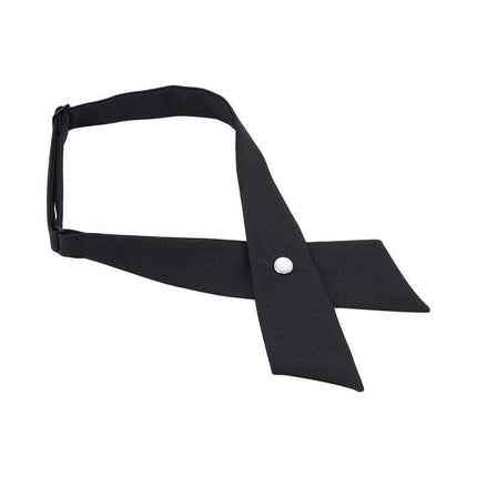Small Women Criss-Cross Bow Tie School Girl Uniform Solid Adjustable Pre Tied Necktie - Aimall