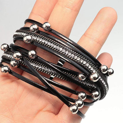 Fashion Multilayer Leather Bracelet Men Women Wristband Bangle Creative Jewelry - Aimall