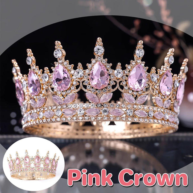 Pink Tiara Crown for Bride Wedding Birthday Bar Mitzvah Party Accessories