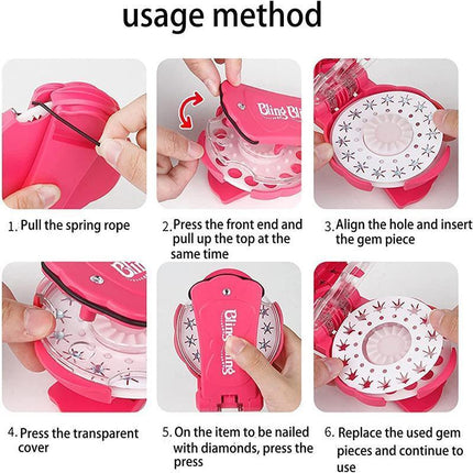 Diamond Hair Sparkle Stapler Machine Tools Kit Gems for Shirt Decor Girls - Aimall