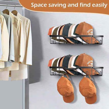 2pcs Metal Hat Organiser Wall Mounted Hat Rack Display Storage Hanger Shelf