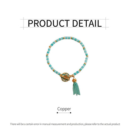 New Chinese Fashion Blue Beaded Bracelet Fringe Simple Elegant Jewelry