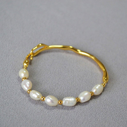 Simple Irregular Freshwater Pearl Necklace and Bracelet Set Elegant Women