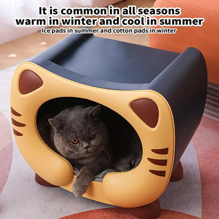 Semi Closed Cat Nest Soft Cozy Pet Bed for Cats Small Animals Indoor Sleeping