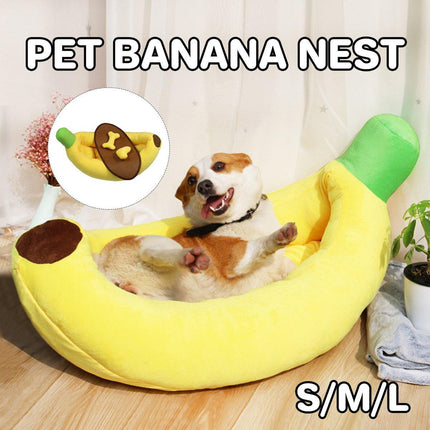Cute Banana Shape Pet Bed Winter Warm Dog Cat Kennel Cozy Pet Cartoon Bed Mat