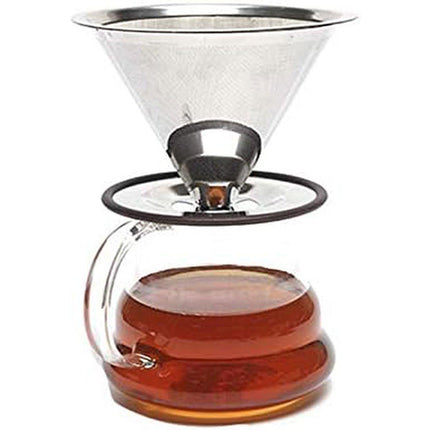 Stainless Steel Double Layer Hand Coffee Filter 600 Mesh Paper-Free Tea Funnel