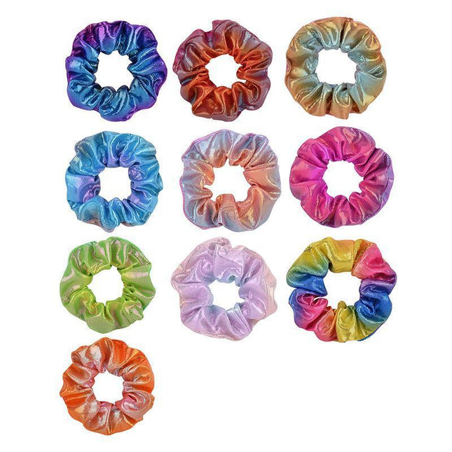 10PCS Shiny Metallic Elastic Hair Ties Women Hair Scrunchies Ponytail Holder - Aimall