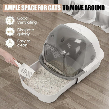 Large Fully Enclosed Cat Litter Box Drawer Type Easy Clean Cat Litter Pan Indoor